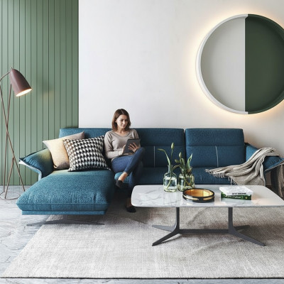 Stoff L-Form Canapé Wunnlandschaft Eckcouch Garnitur Modernen Design Bloe Canapé Nei
