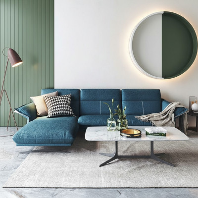 Stoff L-Form Canapé Wunnlandschaft Eckcouch Garnitur Modernen Design Bloe Canapé Nei