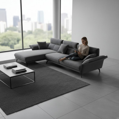Sofa Stoff L-Form Canapé Wunnlandschaft Ecksofa Garnitur Modernen Design Canapéen