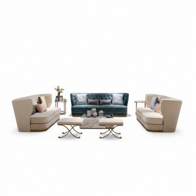 Italienesch Stil Sofagarnitur Sofa Canapé Komplett Set 3+2+2 Sëtzer Garnituren