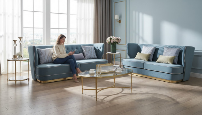 Design Luxus Couch 3-Sëtzer Polster Sofa - Italiene Stil Wunnzëmmer Miwwelen