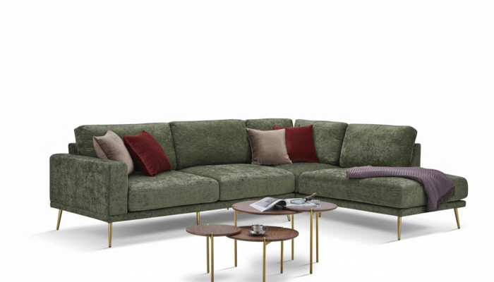 Designstoff L-förmeg Couch Wunnlandschaft Ecksofa Garnitur Modern Sofa Polster.