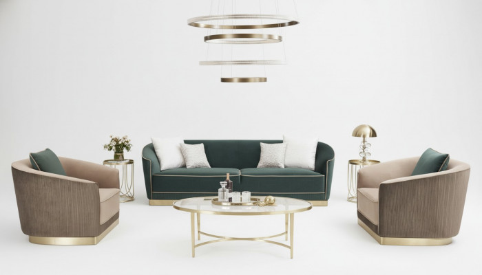 Designer Sofa Sofaensemble 3+1+1 Sëtz Couch Polster Garnitur Nei