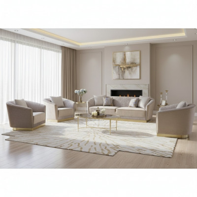 Sofagarnitur 3+2+1 Sëtzer Set Design Sofas Polster Couchen Modern Couch Samt
