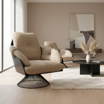 Sessel Club Lounge Design Lehn Stull Polstersofa 1 Sëtzer Fernseh Lieder Dréiend