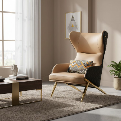 Relax-Canapé Ledersessel Lounge Club Këssen Design Couch Sofa Sëtzer Luxus Beige Nei
