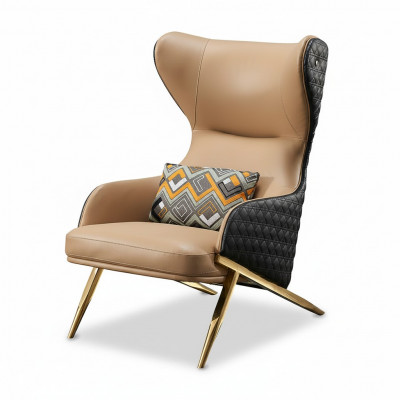Relax-Canapé Ledersessel Lounge Club Këssen Design Couch Sofa Sëtzer Luxus Beige Nei
