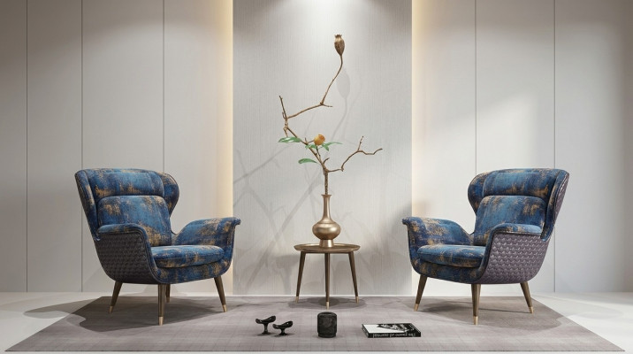 Design-Ohrensessel 1-Sëtzer Stoff Couch Sofa Polstersofa Nei