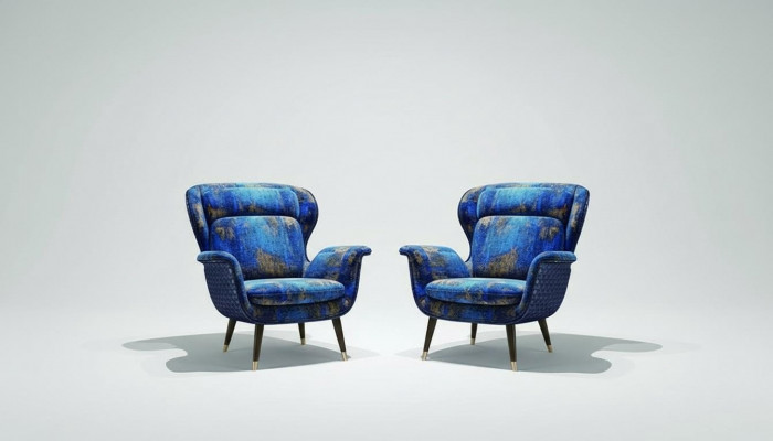 Design-Ohrensessel 1-Sëtzer Stoff Couch Sofa Polstersofa Nei