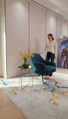 Sessel Club Lounge Designer Lüen Stull Polster Canapé 1 Sëtz Télé Stoff Nei