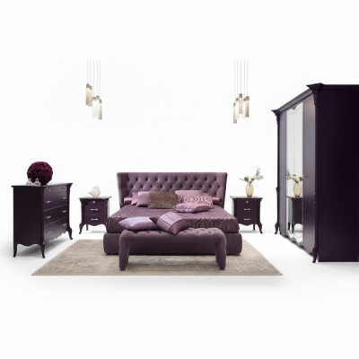 Schlofkummer Set Garnitur Bett 2x Nuetsdëscher Hocker 3tlg. Chesterfield Komplett