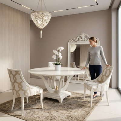 Ronn Dësch Iesszëmmer Ronn Holzdëscher Design Original Miwwelen Italienesch Miwwelen