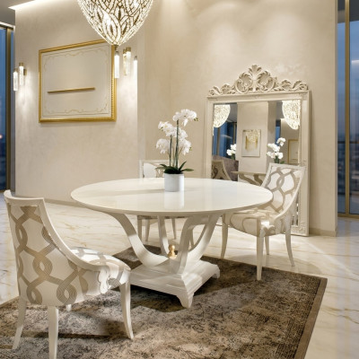Ronn Dësch Iesszëmmer Ronn Holzdëscher Design Original Miwwelen Italienesch Miwwelen