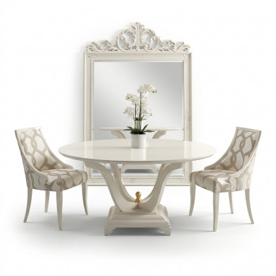 Ronn Dësch Iesszëmmer Ronn Holzdëscher Design Original Miwwelen Italienesch Miwwelen