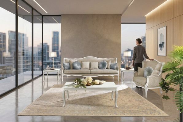Barock Rokoko Sofagarnitur 3+2 Sitzsätz Set Canapéë Polster Couchë Textil Canapé Nei