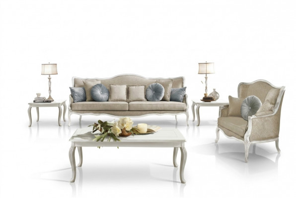 Italienesch Miwwelen 3-Sëtzer Klassesch Barock Rokoko Kutsch Textil Stoff Couch Nei