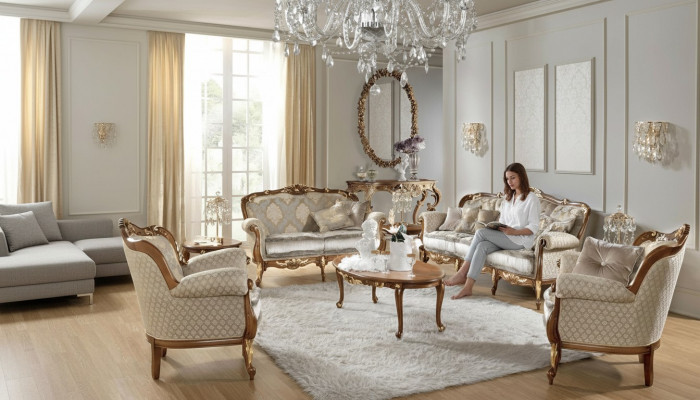 Canapé Barock Rokoko Klassesch Drësëtzeger 3 Sëtz Couch Polster Canapéen Couchen
