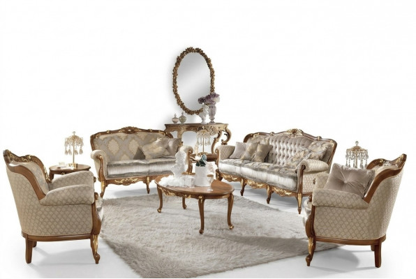 Canapé Barock Rokoko Klassesch Drësëtzeger 3 Sëtz Couch Polster Canapéen Couchen