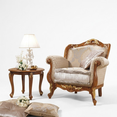 Textil Fotell 1-Sëtz Sofa Polster Sofas Design Luxus Klassesch Barock Rokoko