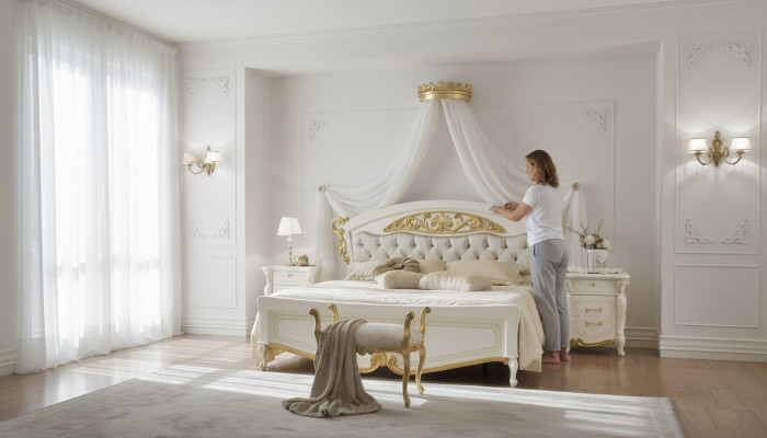 Italienesch Schlofkummer Miwwelen Luxus Designer Bett Duebel Better Gold