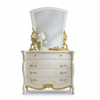 Elegant Stil Miwwelen Schlofkummer Schaf Komod Klassesch Anriescht mat Spigel