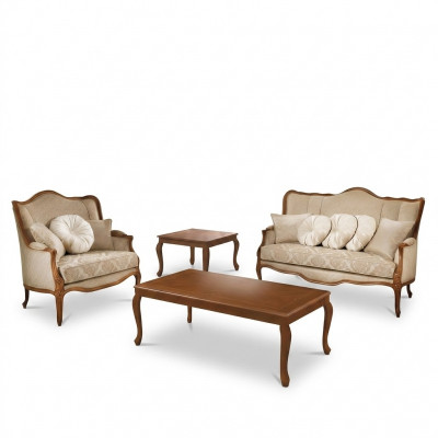 Sofagarnitur 3+2 Sëtzer Set Design Sofa Polster Couchen Kanapé Klassesch 2 Stéck Massivholz