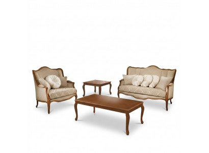 Sofagarnitur 3+2 Sëtzer Set Design Sofa Polster Couchen Kanapé Klassesch 2 Stéck Massivholz