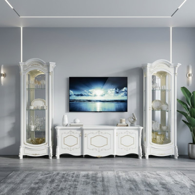 Italienesch Stil Miwwelen - Wunnzëmmer 3tlg. Set Wunnzëmmer Vitrin rtv xlmoebel ®