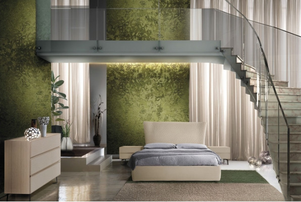 Schlofzëmmer 3-deel Set Bett 2x Nopeschluecht Konsole Better Hotel Duebel Polster