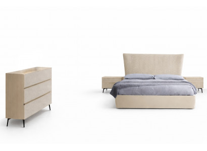 Schlofzëmmer 3-deel Set Bett 2x Nopeschluecht Konsole Better Hotel Duebel Polster