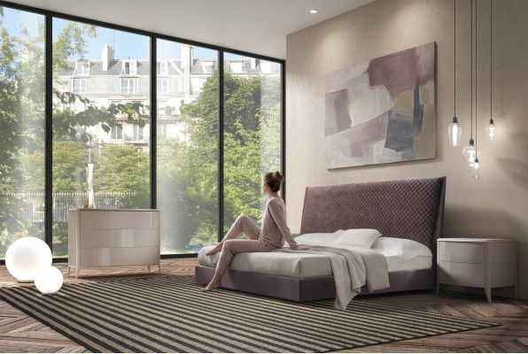 Bett + 2x Nuetsdësch 3 Deeler Schlofzëmmer Set Design Modern Luxus Italien Miwwelen nei
