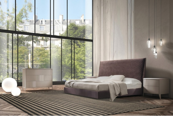 Bett + 2x Nuetsdësch 3 Deeler Schlofzëmmer Set Design Modern Luxus Italien Miwwelen nei