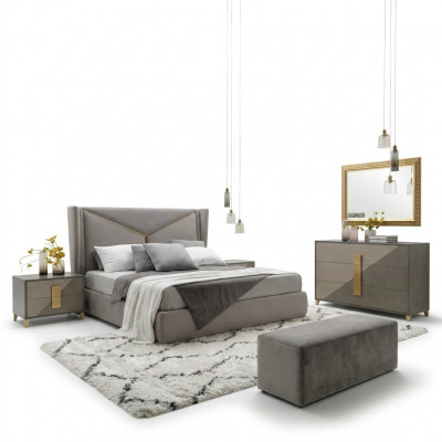 Schlofkummer Bett 2x Nuetsdëscher Better 3-Deeler Set Polster Italienesch Miwwelen nei