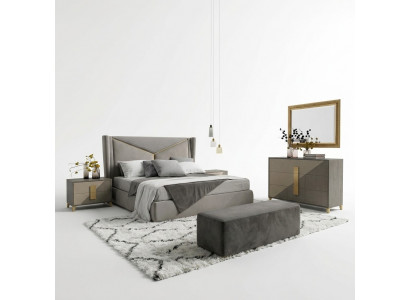 Design Luxus Schlofzëmmer Set Bett 2x Nuetsdëscher Kommode Deko Garnitur