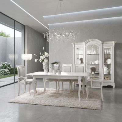Italienesch Iesszëmmer Miwwel Set Iesszëmmer Grupp Vitrin Dësch 6x Still 8 Deeler.