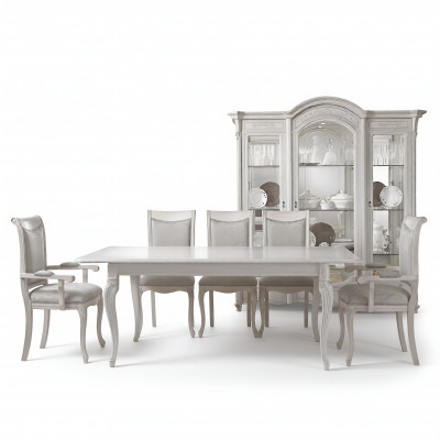 Italienesch Iesszëmmer Miwwel Set Iesszëmmer Grupp Vitrin Dësch 6x Still 8 Deeler.