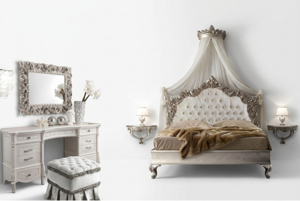 Bett + 2x Nuetsdësch 3 tlg. Schlofzëmmer Set Design Modern Luxus Chesterfield