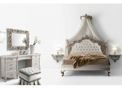 Bett + 2x Nuetsdësch 3 tlg. Schlofzëmmer Set Design Modern Luxus Chesterfield