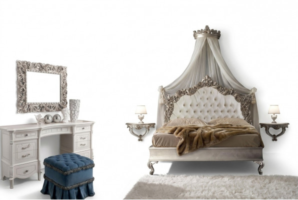 Schlofkummer Komplett Set Kinnekräichlecht Barock Bett Schminktisch Nuetsschaf 6 Deeler.