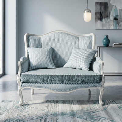 Couch Textilstoff Sofa Edele Design Designer 2-Sëtzer Miwwelen Klassesch Miwwelen