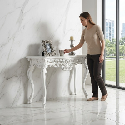 Designer Luxus Konsolentisch Konsolentischen Holz Design Sëlwer Klassesch Nei