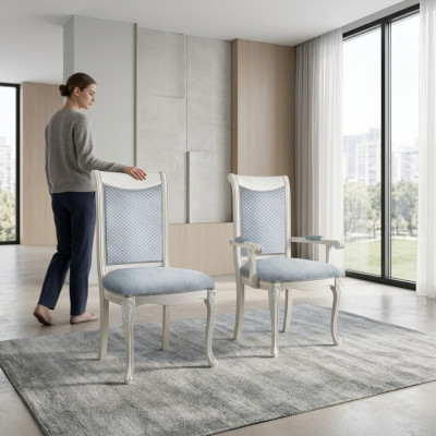 Wunnzëmmer Stull Design Iesszëmmer Holz Still Polster mat Äermlech Barock Rokoko