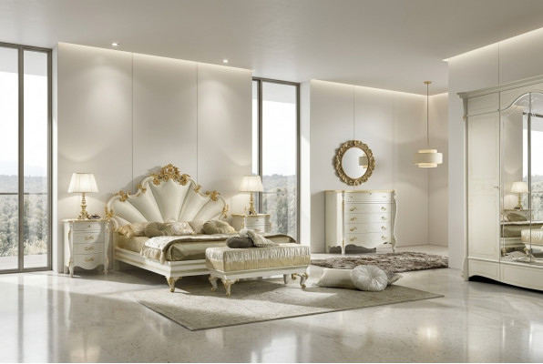 Klassesch Bett Barock Rokoko Hotel Better Gepolstert Bett Duebelbett Italienesch Miwwelen