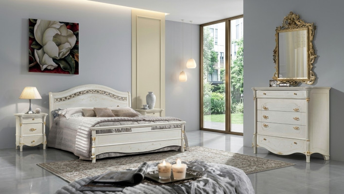 Klassescht Bett Duebelbett Better Schlofzëmmer Holz Italienesche Miwwelen