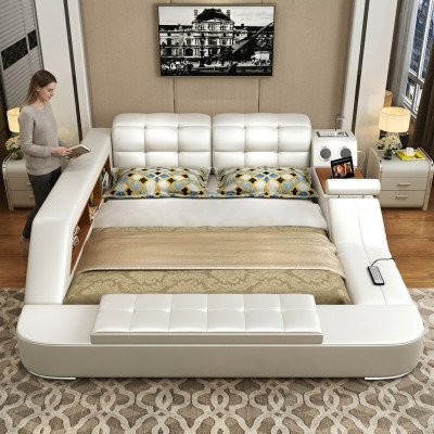Bett Multifunktioun Regal Schaf USB Luede-Station Deko Duebel Lieder Betten
