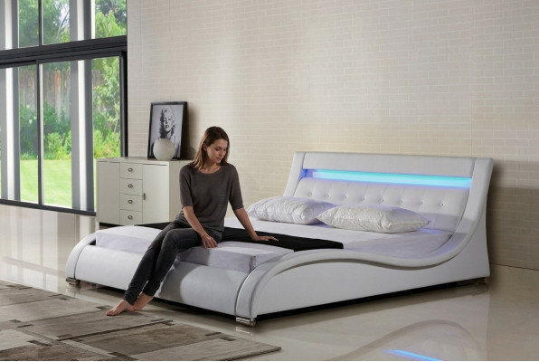 Liederbett Polsterbett Bett Better Lieder Lieder Polster Bestietneschaf mat Beliichtung
