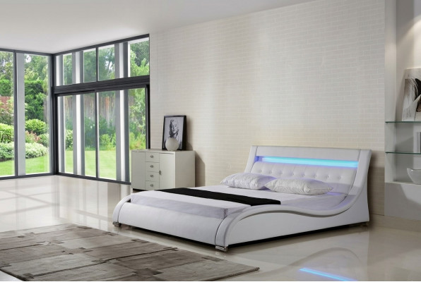 Liederbett Polsterbett Bett Better Lieder Lieder Polster Bestietneschaf mat Beliichtung