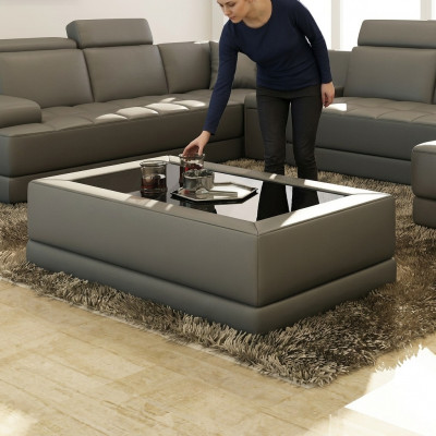 Soffa Dësch Glas Design Kaffisdësch Wunnzëmmer Léier Couche Dekor Bäistelltisch