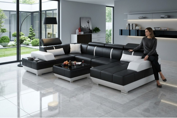 Design Wunnlandschaft U-Form grousst Ecksofa Sofa Couch Polster XXL Garnitur
