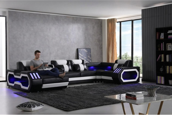 Mega grouss Wunnlandschaft - Beliichtungs System Sofa Polster Nei Canapé